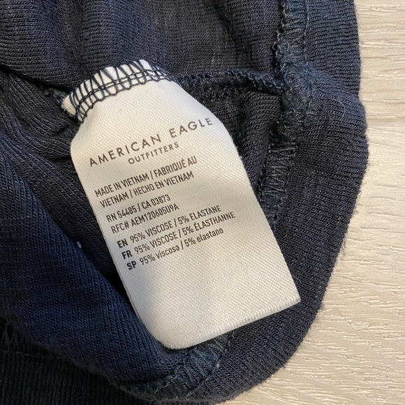 American Eagle striped baby tee, Navy With Pastel Stripes, size XS - Picture 6 of 9
